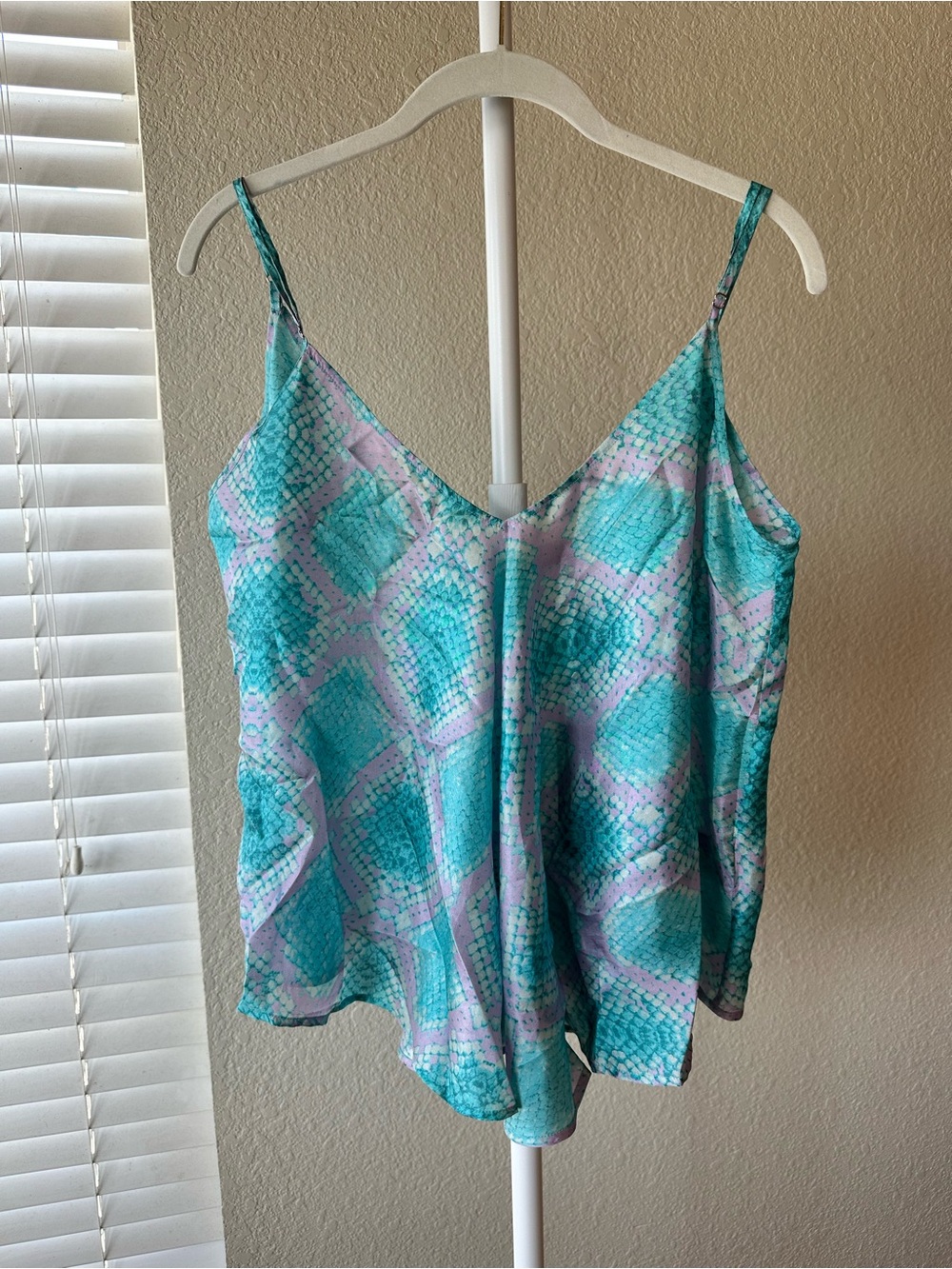 Mes Demoiselles sally camisole 100% silk blue purple snake print sz 38 or large